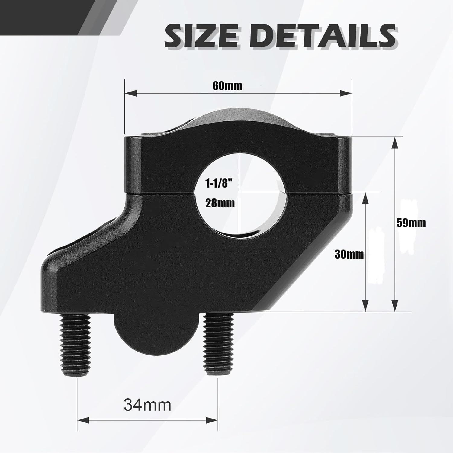 1 1/8″ Handlebar Bar Risers Motorcycle Bar Clamps 28mm Bar for Motorbike Black