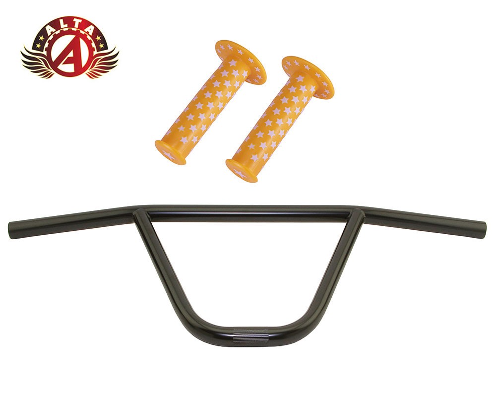 Alta C.W Bars 22.2mm Black w/ Star Grips Yellow/White BMX Freestyle Bike