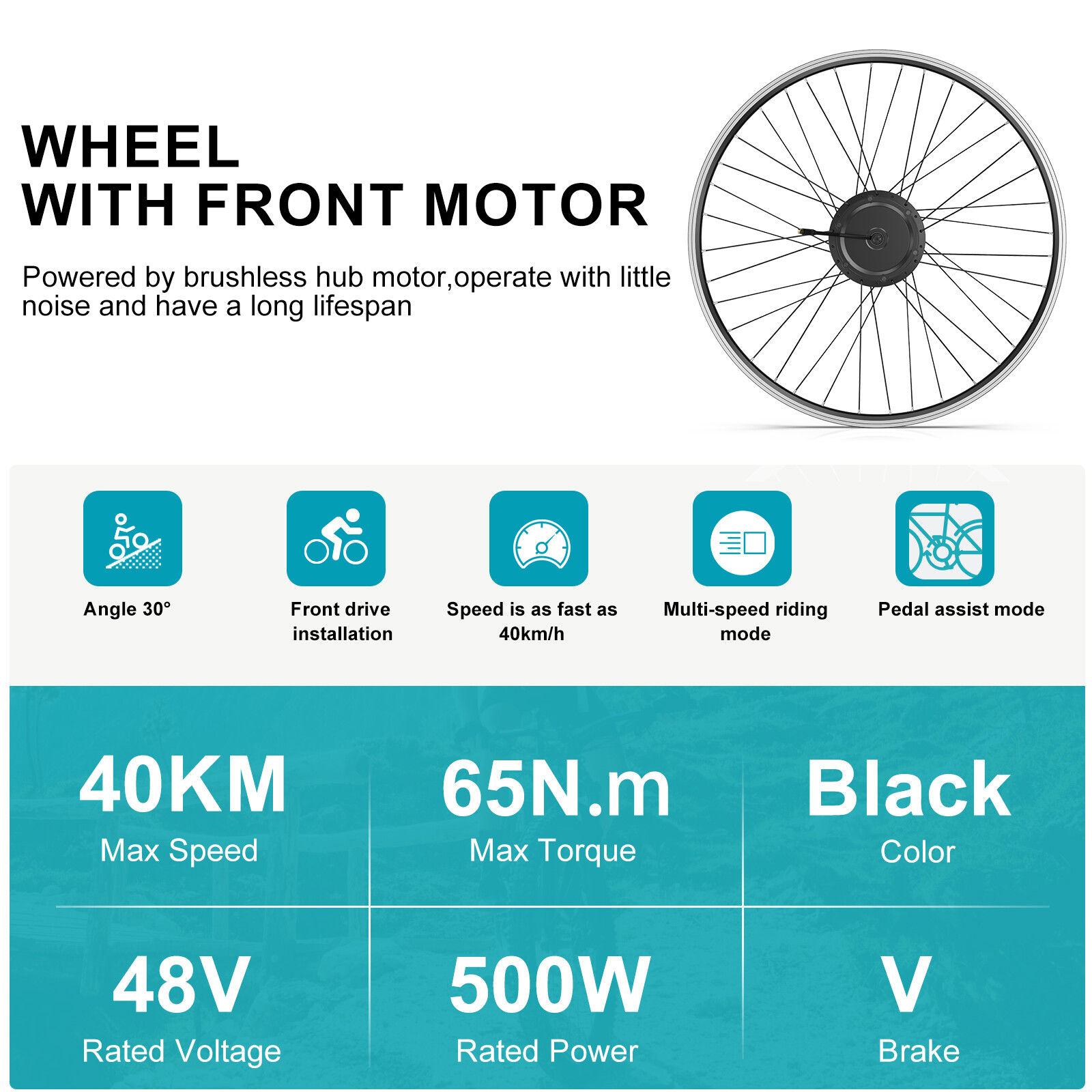 Bafang 48V 500W Electric Bike 20″26″ 700C Front Motor with Wheel Conversion Kits