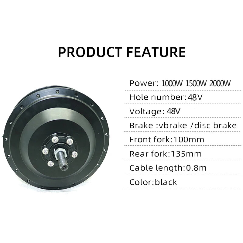 48V 1500W 2000W Electric Bike Rear Hub Motor 26-29inch Brushless 60KM/H