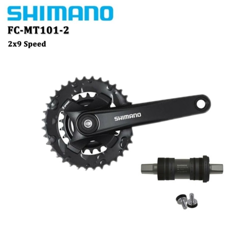 Shimano FC-MT101 2×9 Speed Crankset With BB-UN101 22-36T 170MM Black MTB Bike