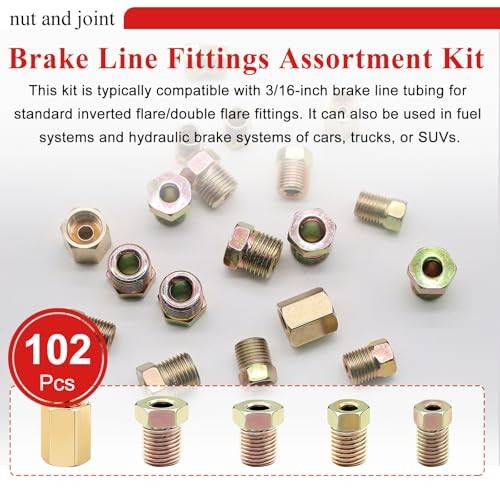 102Pcs 3/16″ Brake Line Fittings Assortment Kit,3/8 Inch-24 102PCS-3/16“
