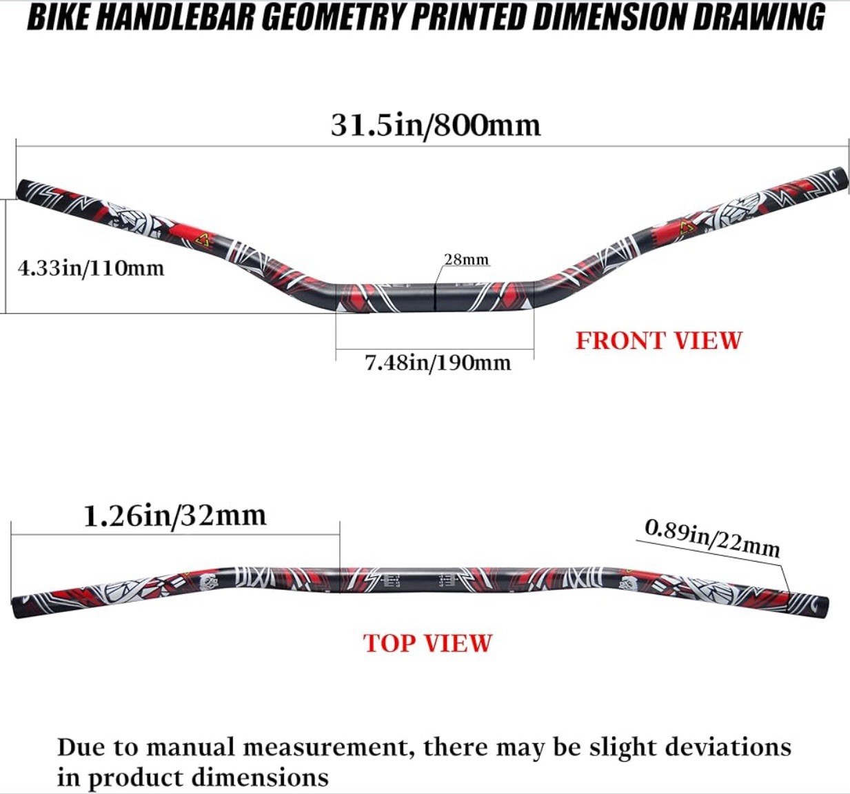 Universal 1 1/8″ 28mm Dirt Bike Handlebars Aluminum,Upgraded Style Black