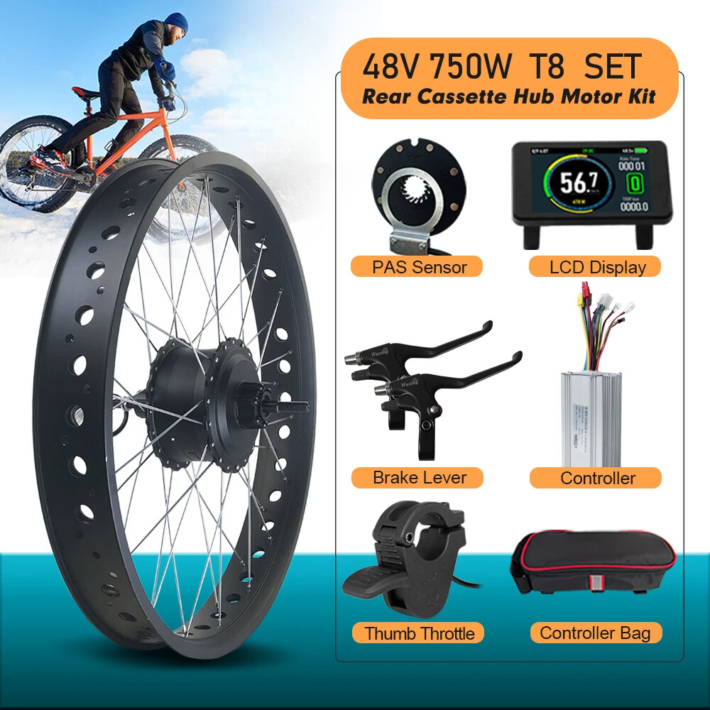 48V 750W 4.0Tire Snow E-bike Fat Ear Brushless Gear Hub Motor Wheel 20/24/26in
