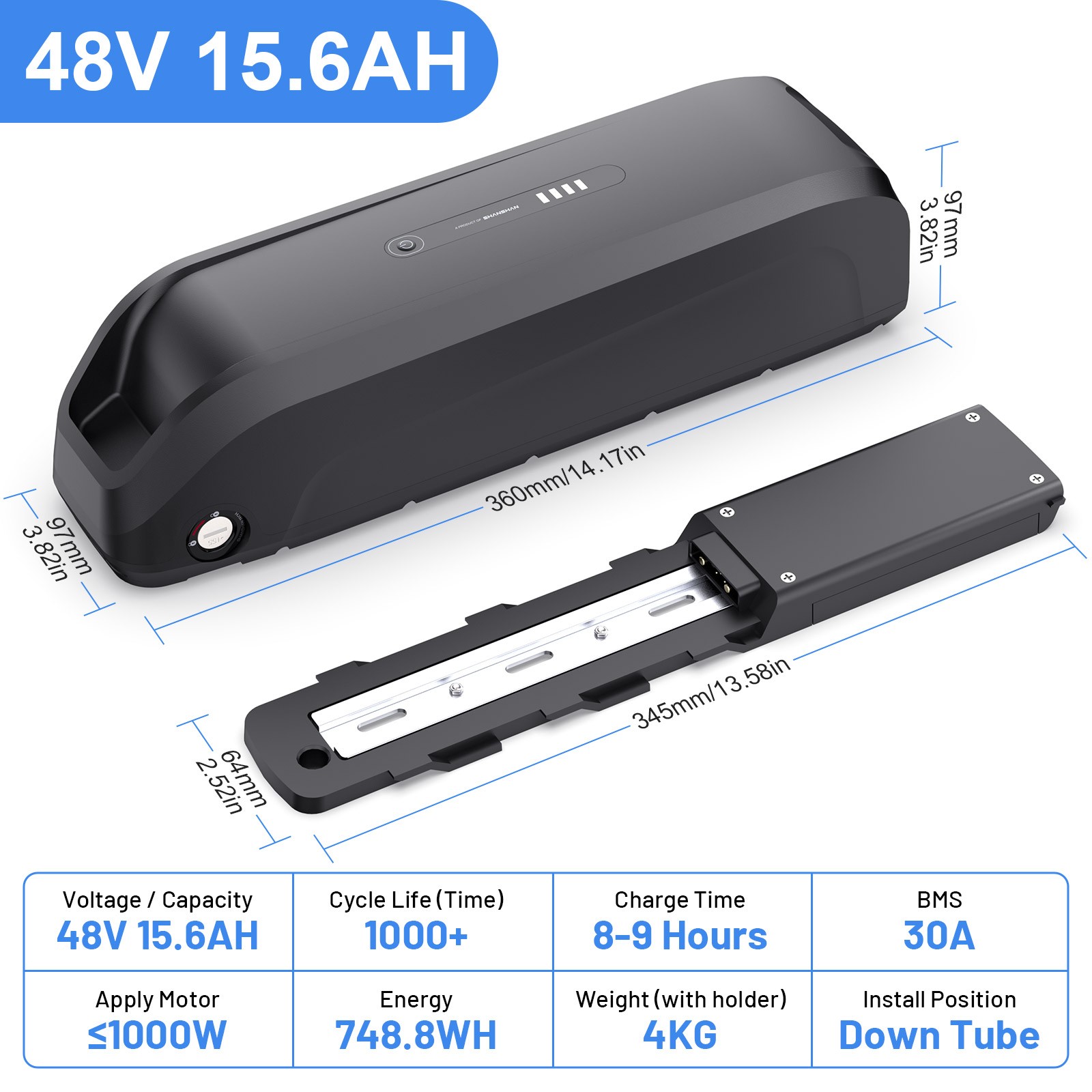 48V 15Ah 20Ah Hailong Battery for 200W-1500W Ebike Electric Bike Lithium Battery