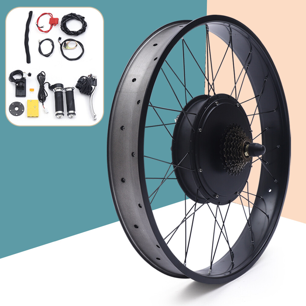 48V 1500W 26 inch LCD Fat Snow Tire Electric Bicycle E-Bike Rear Wheel Hub Motor