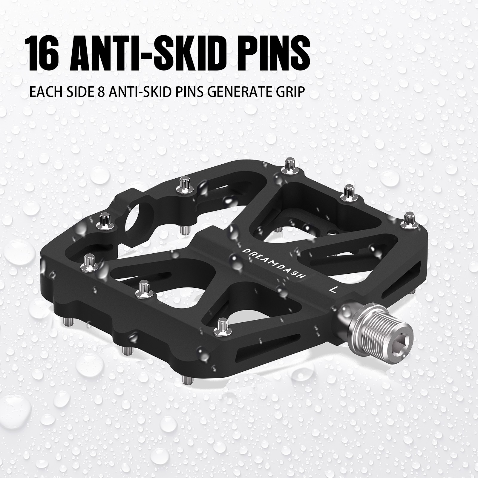 DREAMDASH Mountain Bike Pedals 9/16» Aluminum Alloy Bearing Reflective Pedals