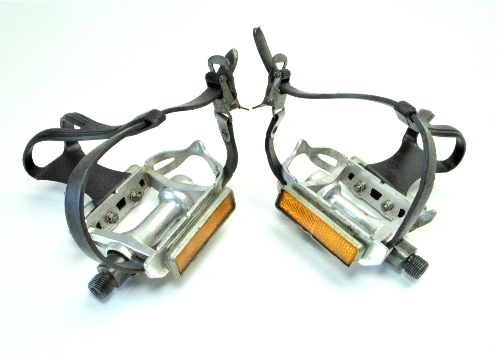 VINTAGE HTI A19 ROAD BICYCLE FORGED ALLOY QUILL PEDALS AND CLIPS 9/16 X 20 TPI