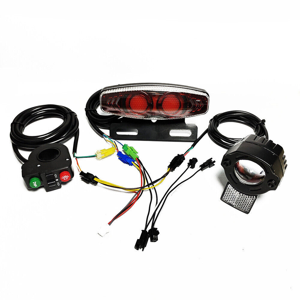 12V-60V E-bike Headlight Tail Rear Warning Light LED Brake Spotlight Cycling