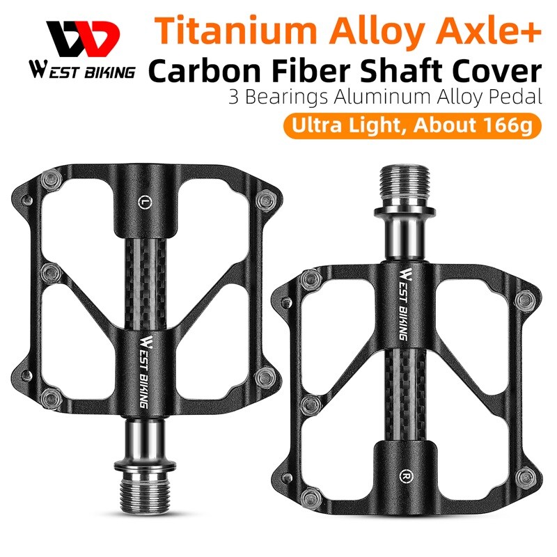 WEST BIKING Aluminum Bike Pedals 3 Bearings Steel Titanuim Axle Bicycle Pedals