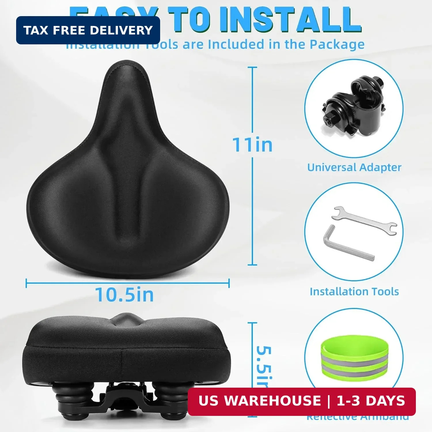 CDYWD Oversized Bike Seat for Men & Women, Comfortable Gel Padded, Extra Wide Bi
