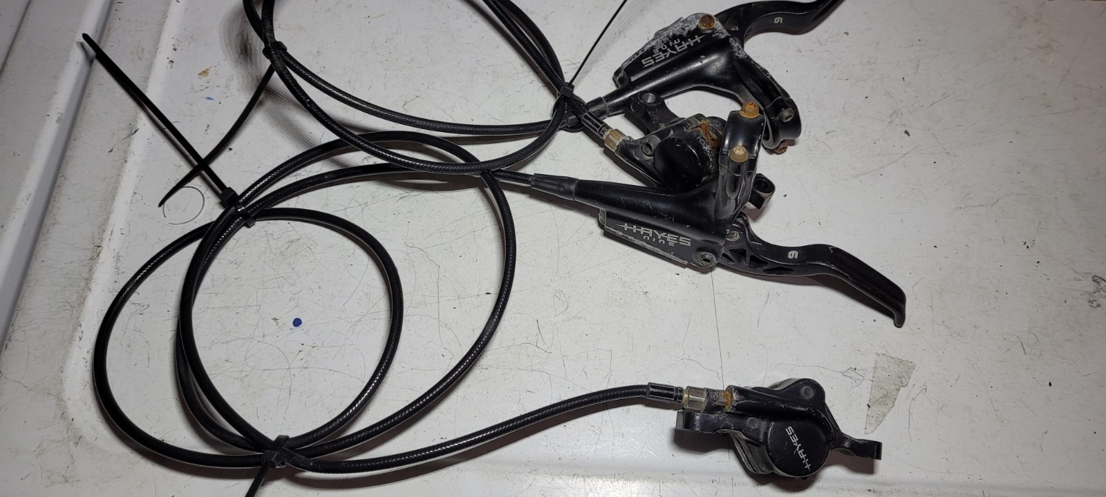 Hayes Nine Hydraulic Disc Brake Set Front & Rear Levers Calipers Hoses FOR PARTS