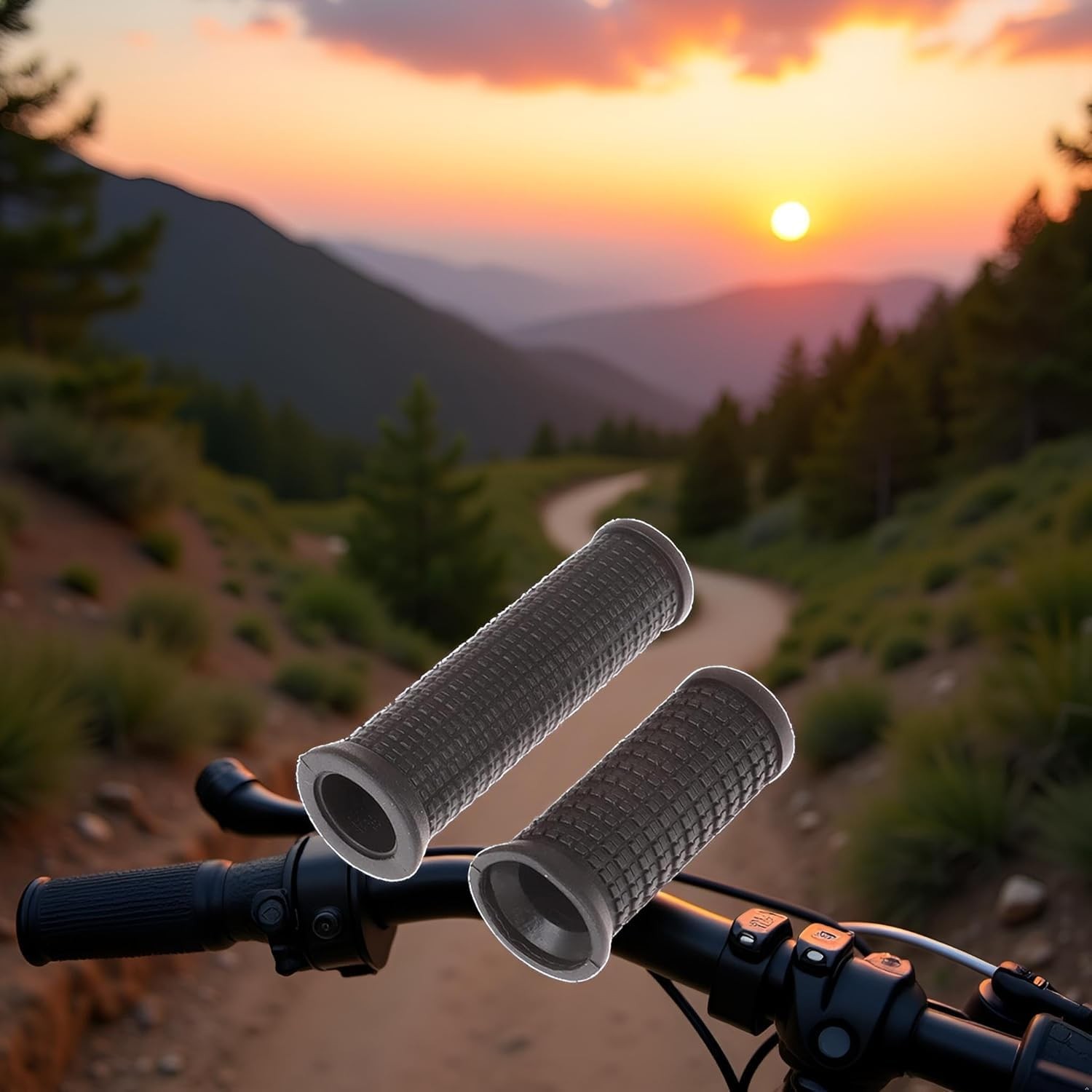 2Pcs Black Bike Long/Short Handlebar Grips for Twising Shifter, Shockproof