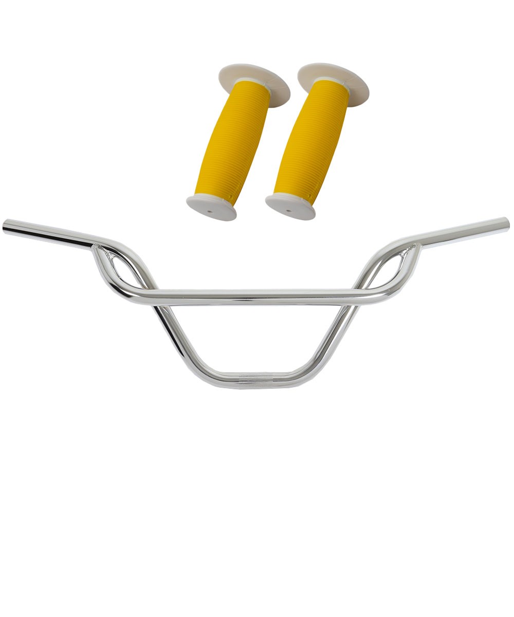 PRO+ 325 Chrome Handlebar & Yellow/White Mushroom Grips