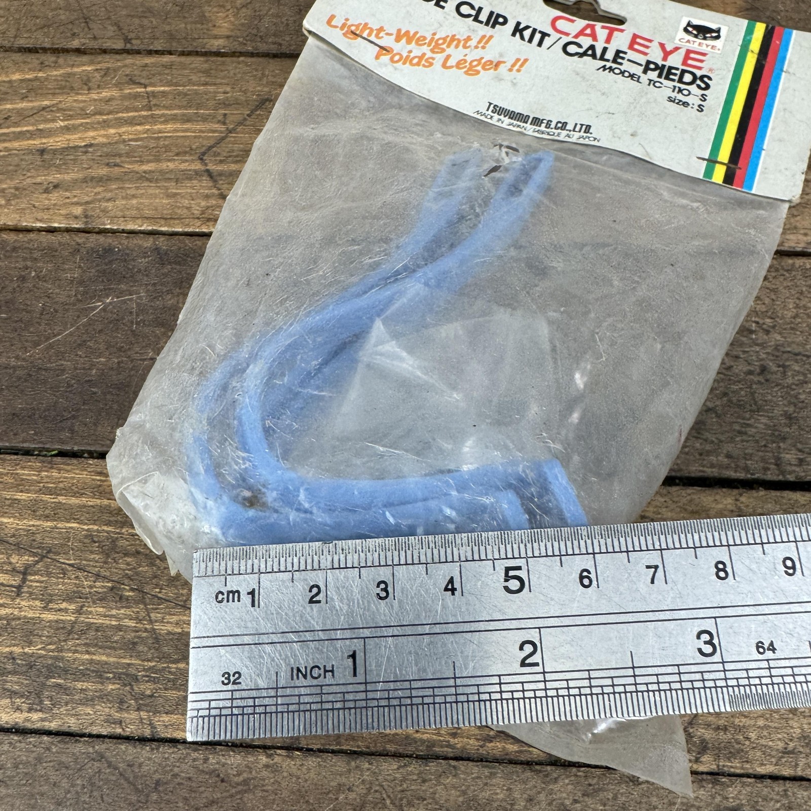 Vintage CatEye Toe Clips Blue Small NOS TC-110-S 1980s Road Bike Japan Plastic