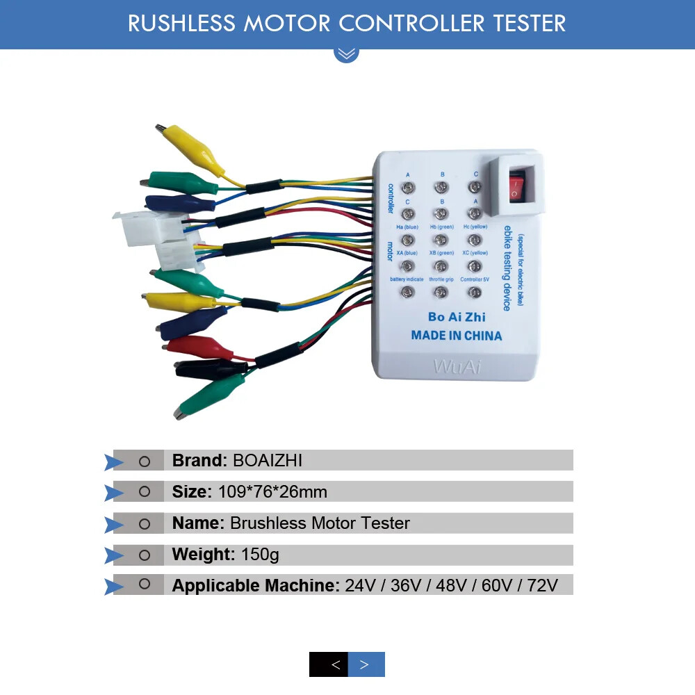 Portable Electric Bicycle Brushless Motor Controller Tester 24V/36V/48V/60V/72V