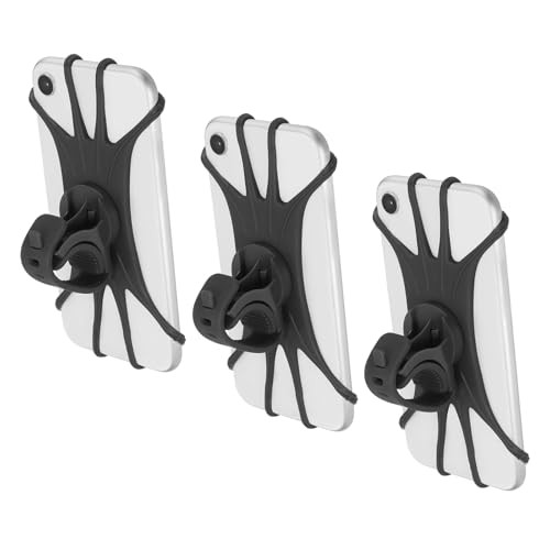 3Pcs Bike Phone Mount, 360° Rotation Silicone Motorcycle Phone Holder Black