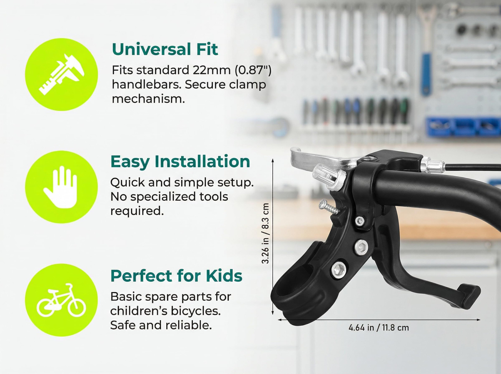 Kids Bike Brake Levers – Universal 22mm Bicycle Handle Children Black