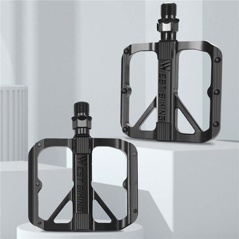 WEST BIKING Bicycle Flat Pedals Ultralight Aluminum DU Bearing MTB Bike Pedals