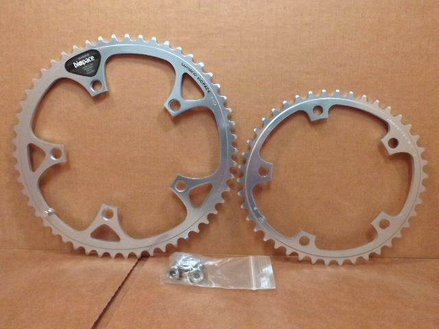 New-Old-Stock Shimano 600EX Biopace Chainrings…53×42 w/130mm BCD (Silver)