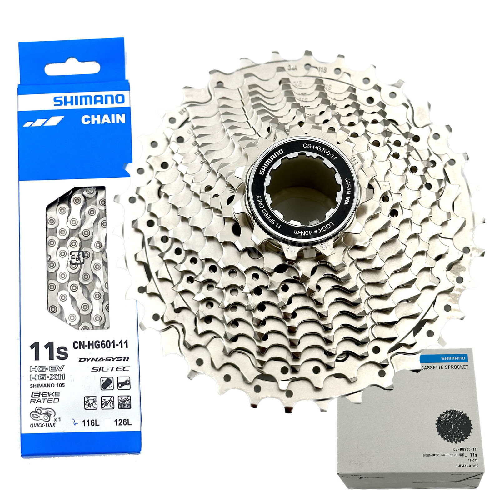 Shimano 105 CN-HG601 Chain 116L 11Speed + CS-HG700 11-34T Cassette Sprocket