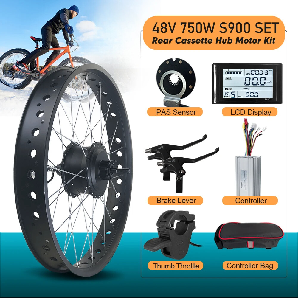 48V 750W 4.0Tire Snow E-bike Fat Ear Brushless Gear Hub Motor Wheel 20/24/26in