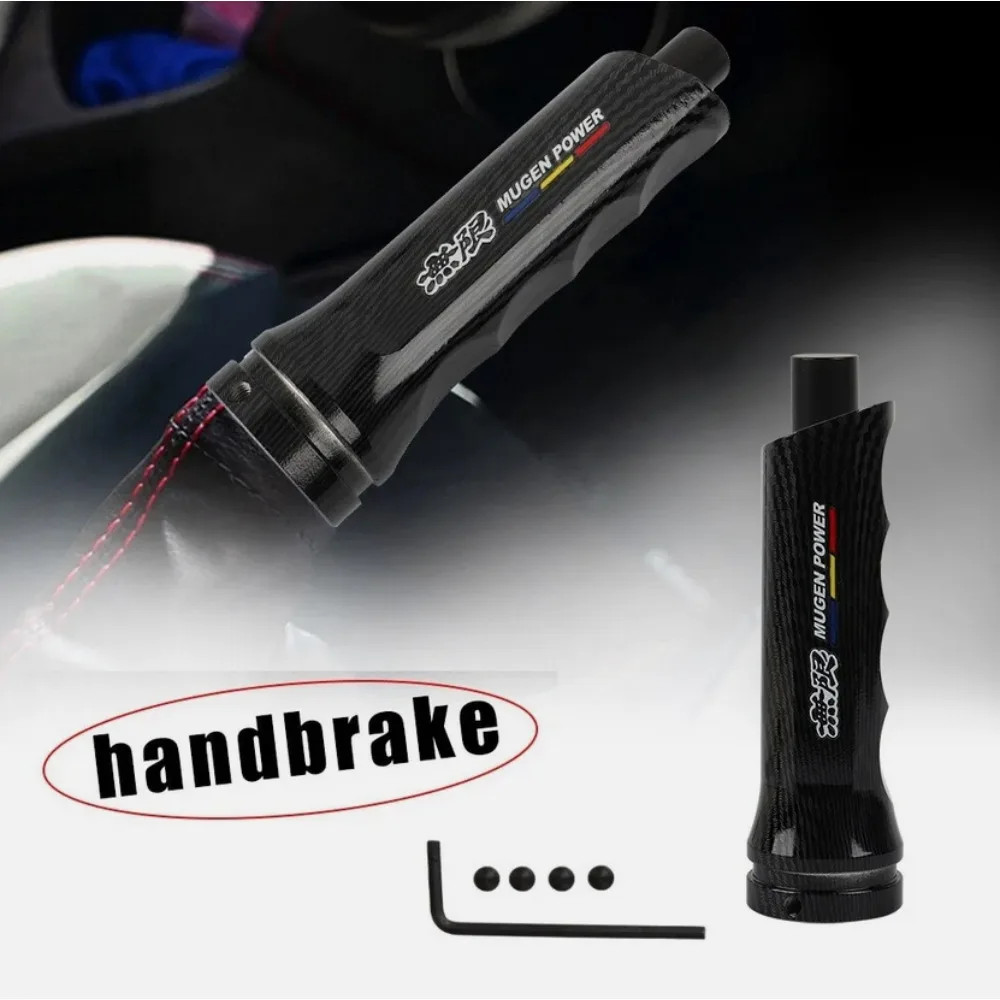 1PCS Mugen Carbon Fiber Aluminum Car Handle Hand Brake Sleeve Universal Fitment