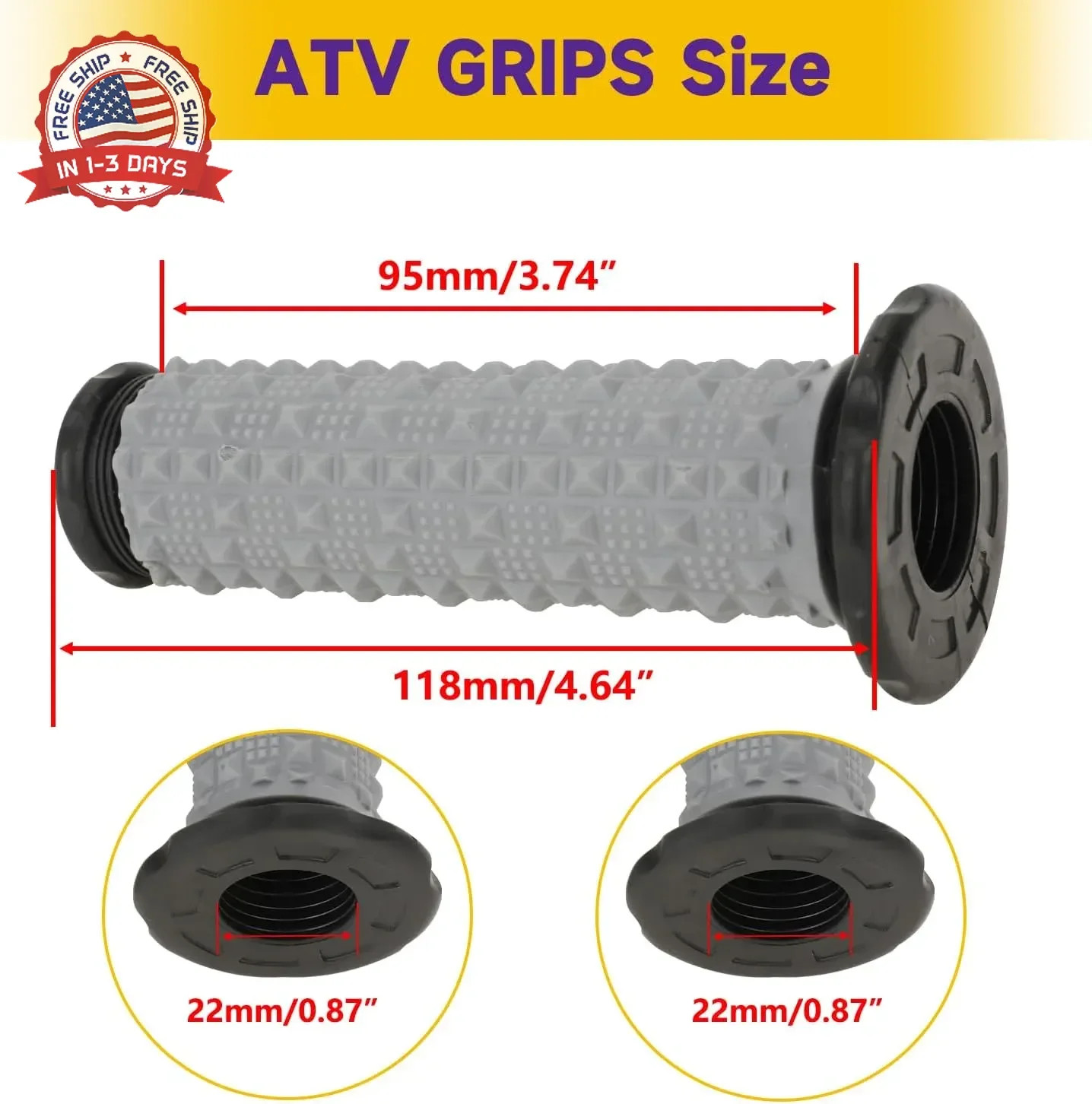 HIAORS 7/8″ 22mm ATV Handlebar Grips Replacement for Arctic Cat 250 Polaris Spor