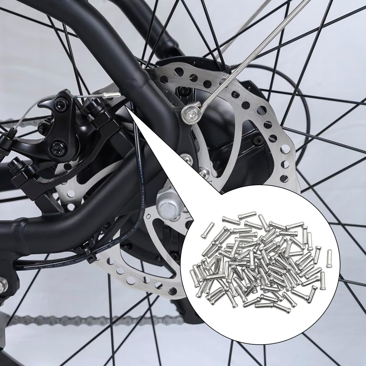 Versatile Alloy Crimps for Bicycle Cables – Pack of 100 Silver Cable End Caps
