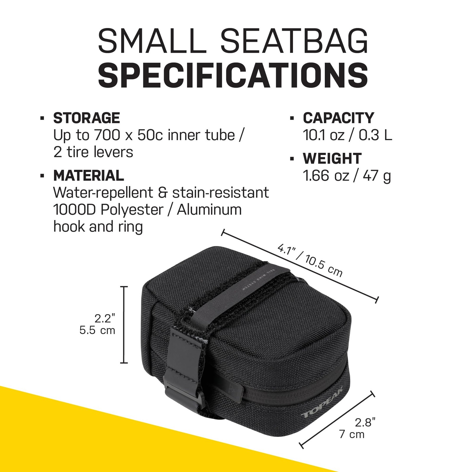 Topeak Elementa Under-Saddle Bike Bag Black Size S 0.3L Capacity Mount 1000D