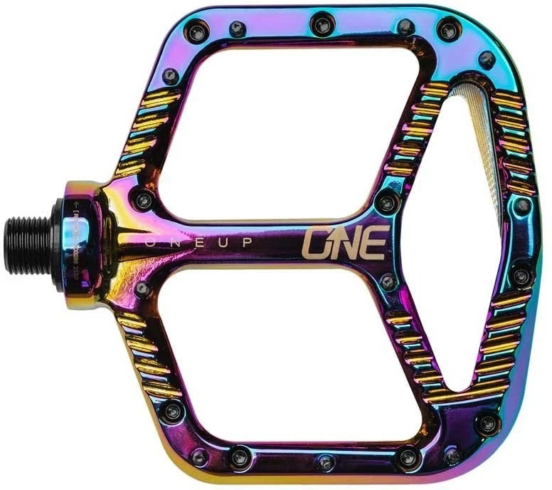 OneUp Components Aluminum Pedals MTB Flat Bike Pedals Lightweight, Oil Slick