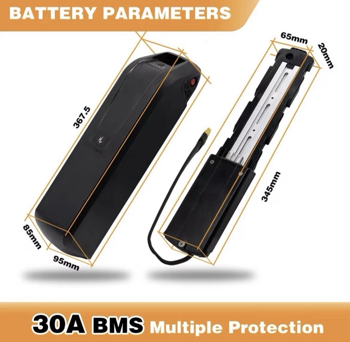 Hailong 36V 15Ah Ebike Battery, Compatible With 500, 750, 1000 Watt Bikes