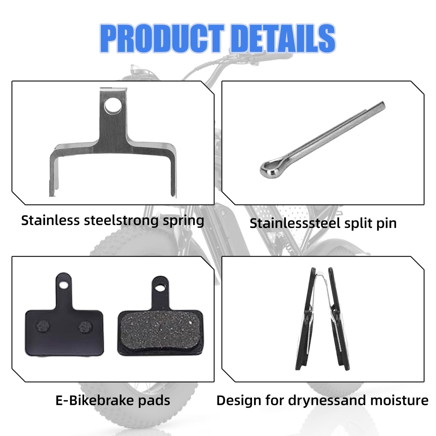 Black E-Bike Brake Pads Compatible Ridstar Q20 MINI 1.37*1.18 In Parts