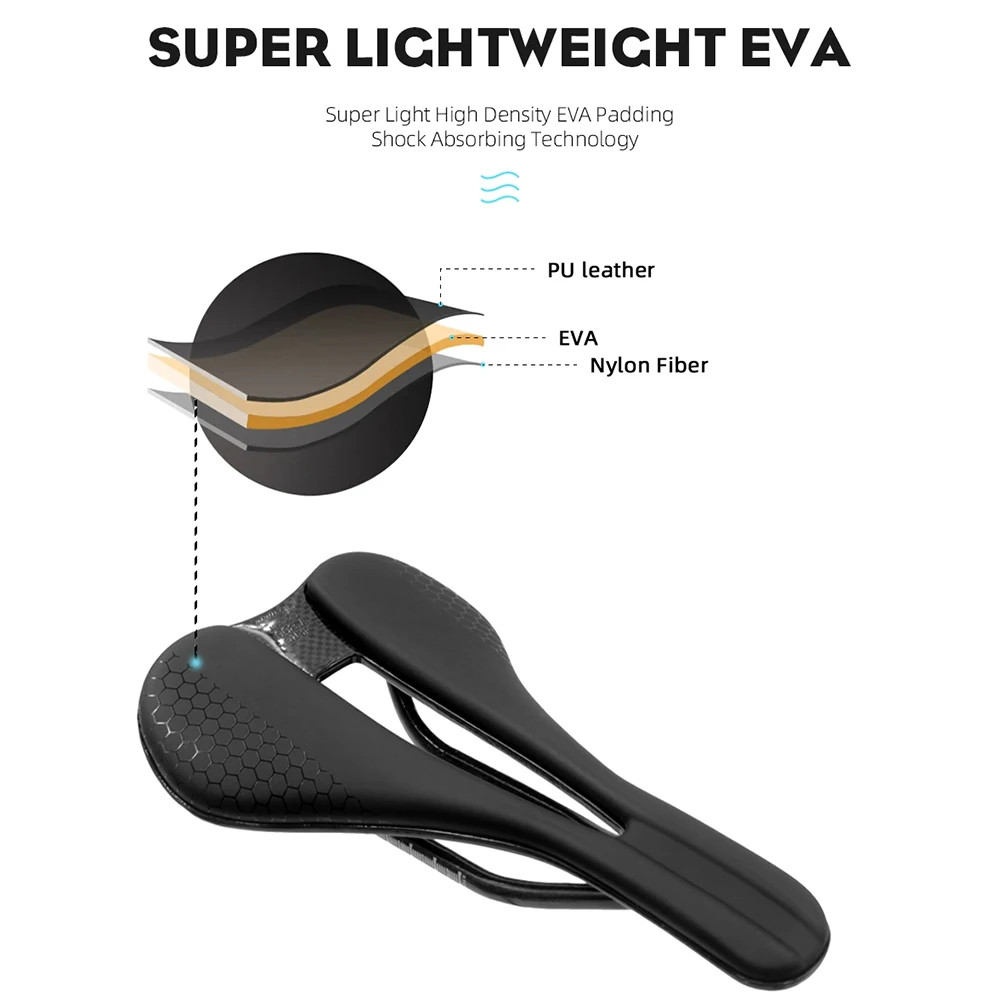 Full Carbon Fiber Leather Saddle 245*140mm MTB Road Race Bicycle Seat Cushion