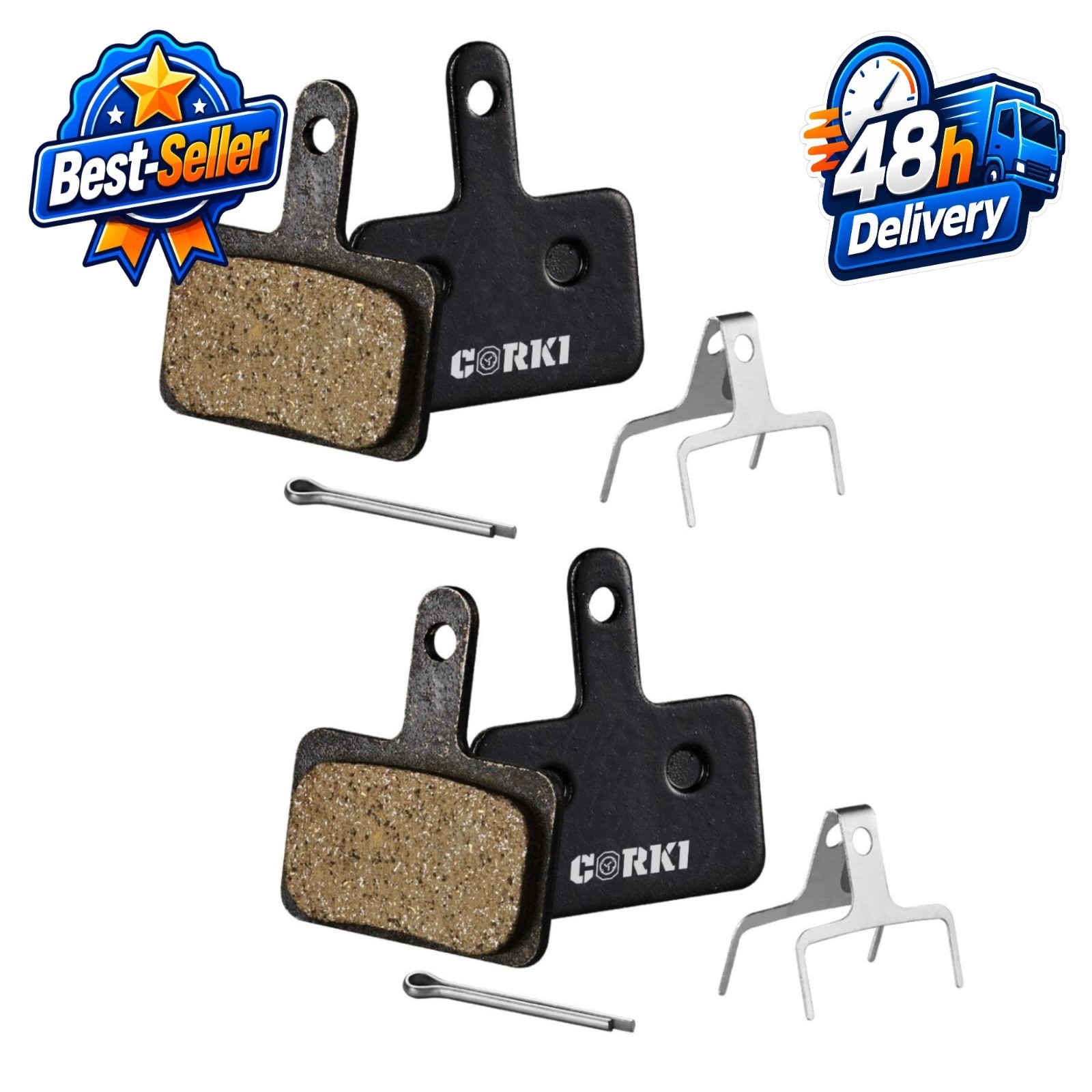 2 Pairs Brake Pads for Shimano Deore TRP Tektro – Resin/Semi-Metallic
