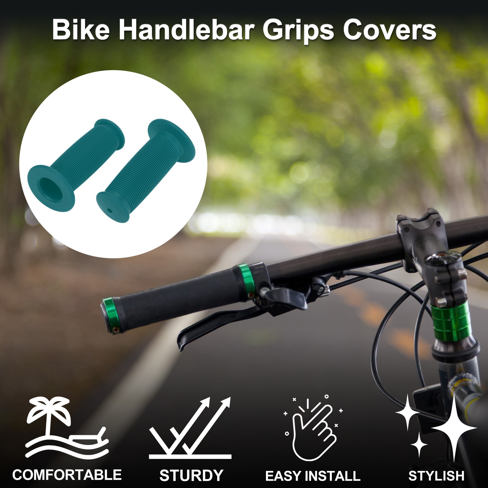 Bike Handlebar Grip Cover 85mm Non-Slip Cycling End Grips Protector Blue 1 Pair