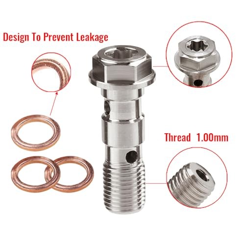 Universal M10x1.00 Stainless Steel Double Hydraulic Brake Banjo Bolt Screw