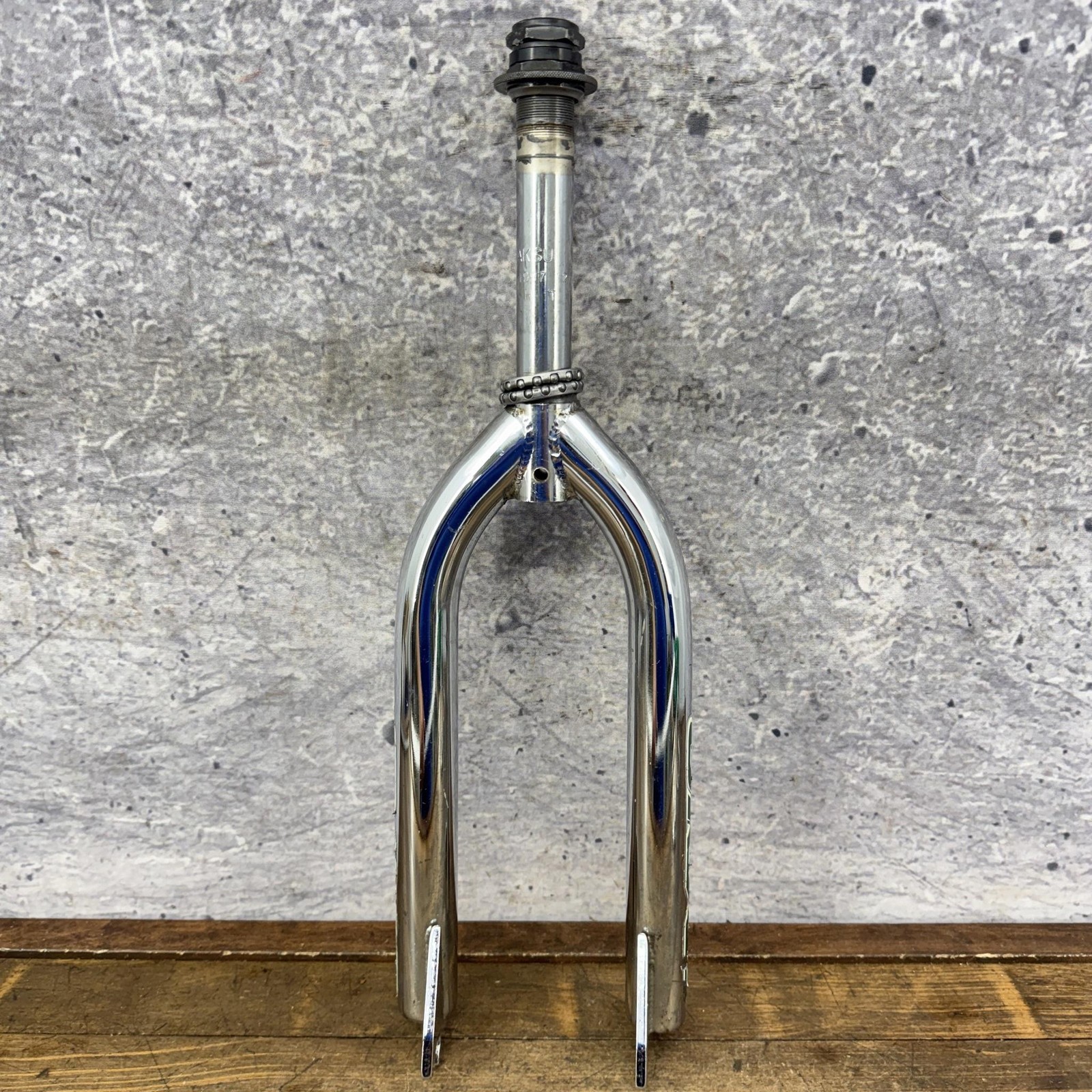 Vintage Akisu Dyno BMX Fork 20in 1 In Threaded Chrome Green 1997 Old School OG