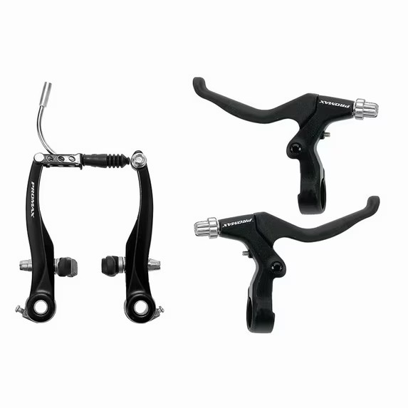 Promax Complete V-Brake Set, Levers, Calipers, Pads and Hardware, Black