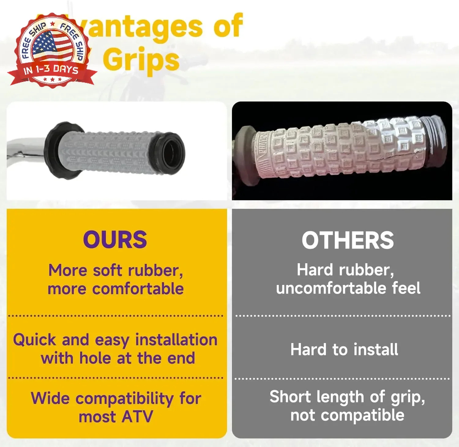 HIAORS 7/8″ 22mm ATV Handlebar Grips Replacement for Arctic Cat 250 Polaris Spor