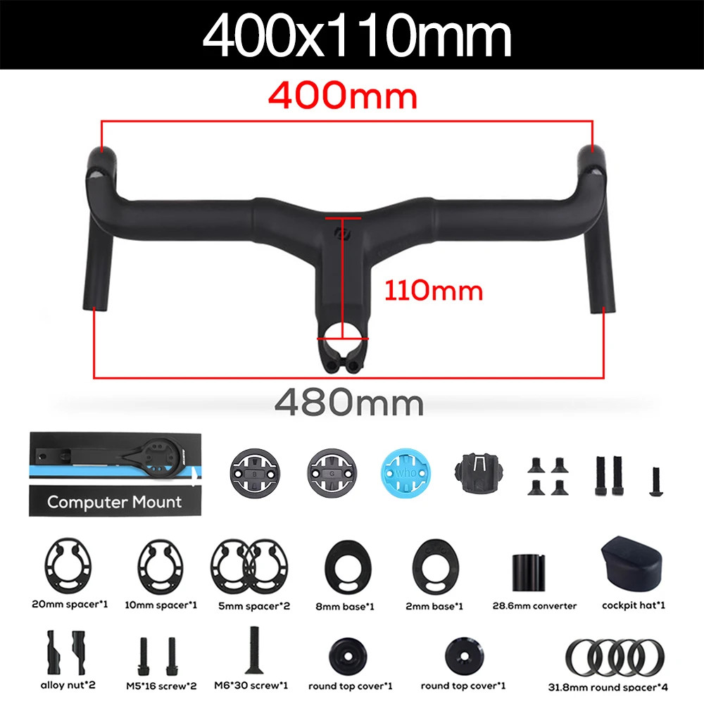Carbon Gravel Integrated Road Bicycle Drop Bar Internal Cable Routing with Mount