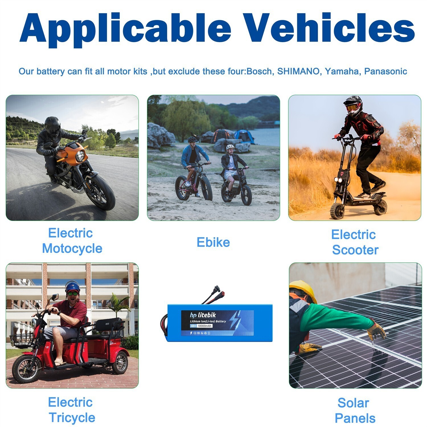 48V Lithium Ebike Battery w/ 30A BMS for ≤1500W Electric Bike Bicycle Scooter US