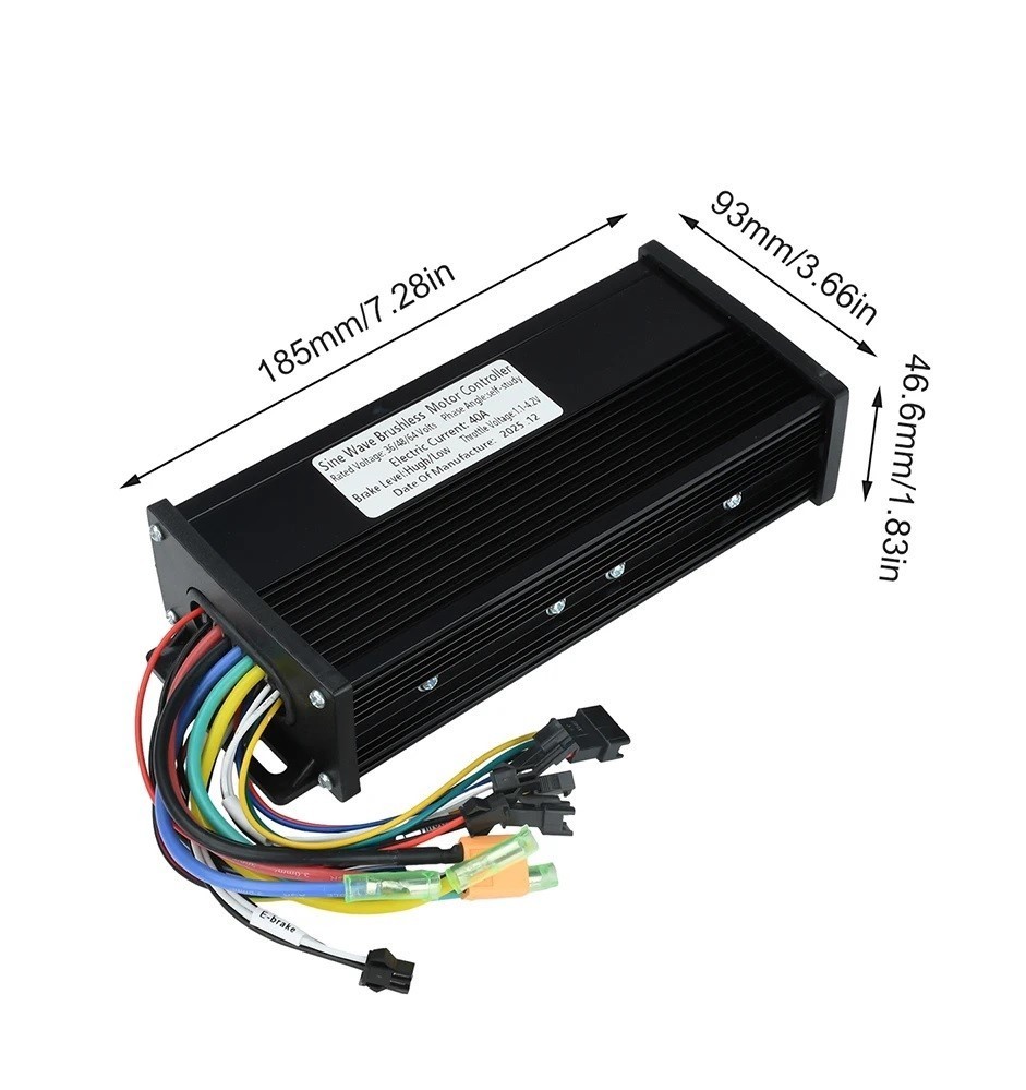 36V 48V 52V 60V 40A Black Gold Sine Wave Brushless Motor Controller 1kW-2kW UART