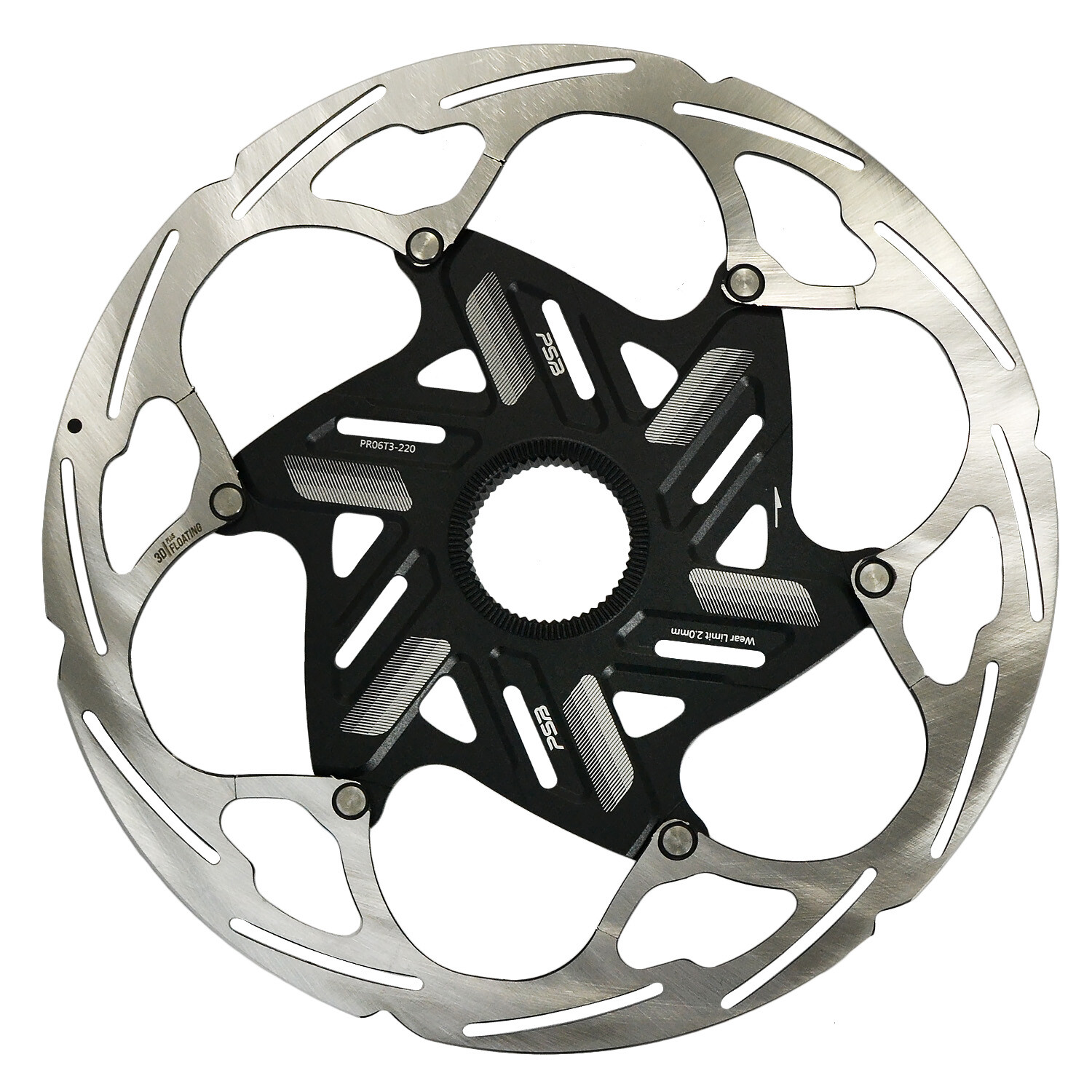PSB PR06 3D Floating Plus DHR and E-MTB Only 2.3mm Disc Rotor Center Lock 220mm