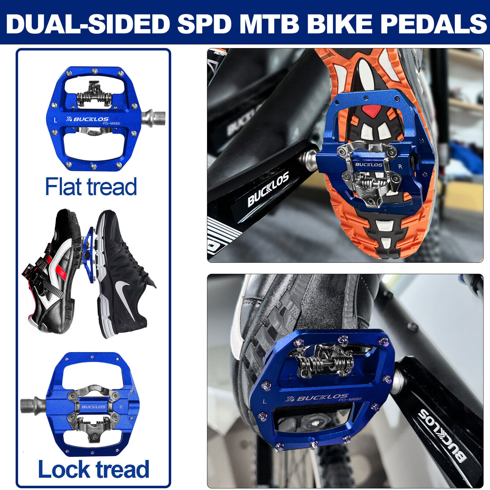 SPD Pedal Clipless Pedals 9/16″ Mountain Bike Pedals Dual Platform Multi-Purpose