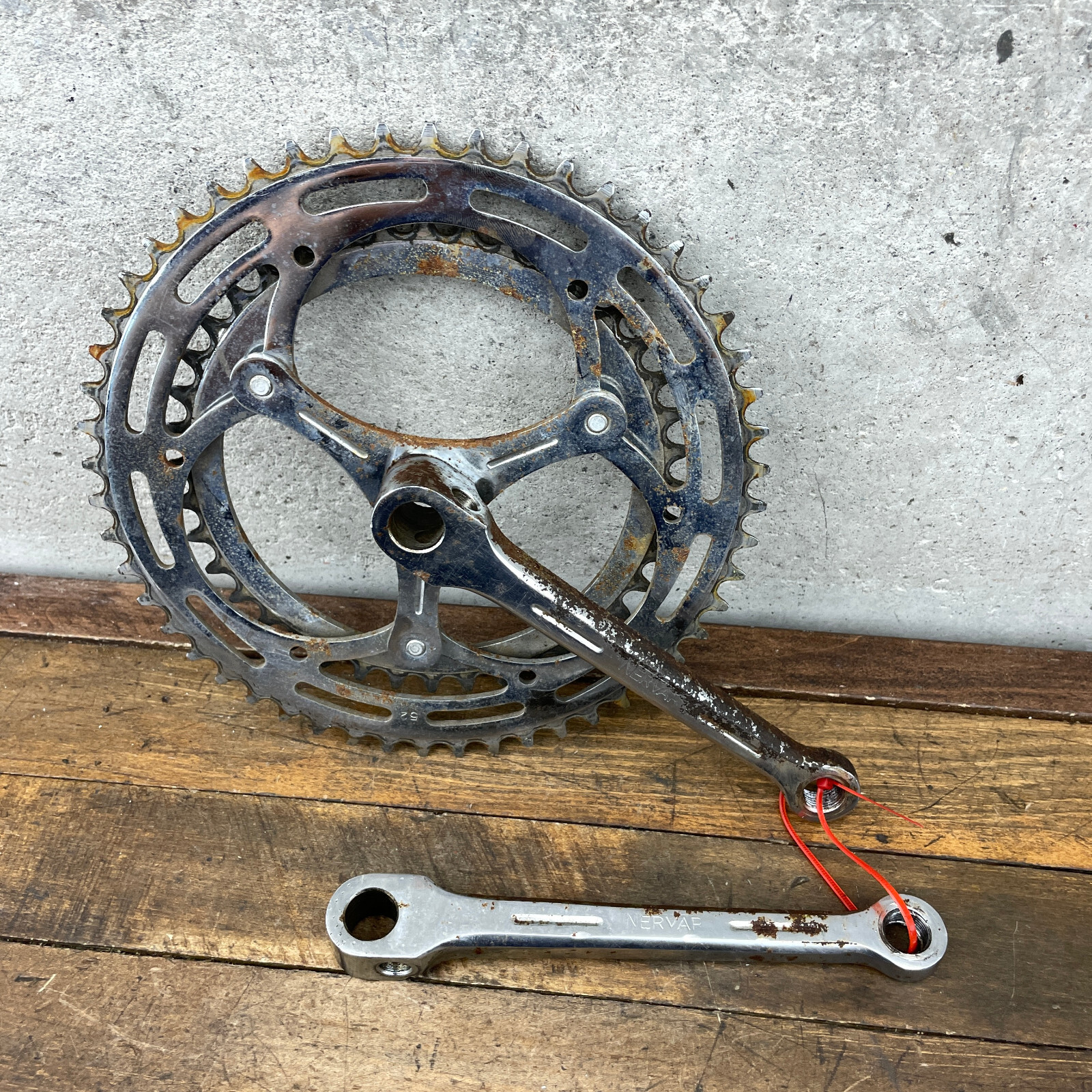 Vintage Raleigh DOUBLE Cottered Crank Set 165 mm Nervar Stamp 50s 60s Steel