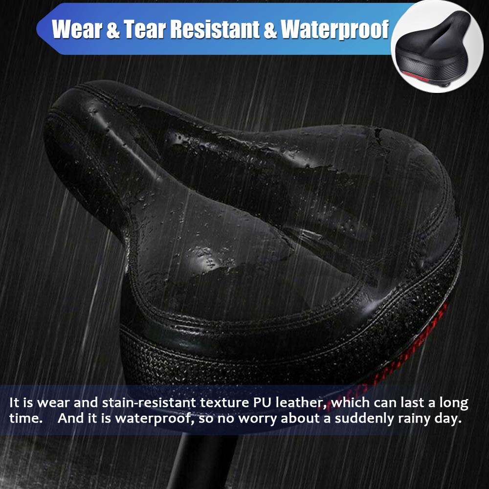 Bike Saddle Bicycle Seat Soft Pad Cushion & LED Tail Light Safety Warning Lamp