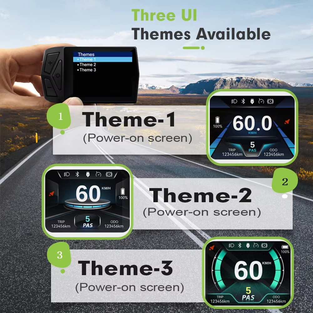 Ebike T24 Color LCD Display 36V 48V 52V 60V 72V UART No. 2 Protocol SM Plug