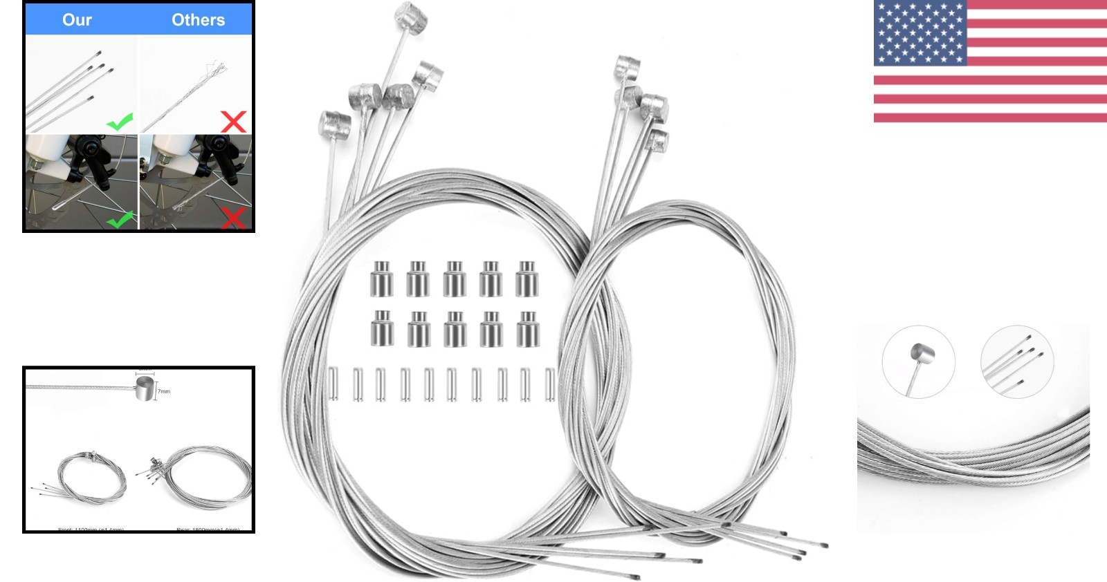 Complete Bike Brake Line Kit – 10PCS Zinc-Coated Cables for Smooth Performance