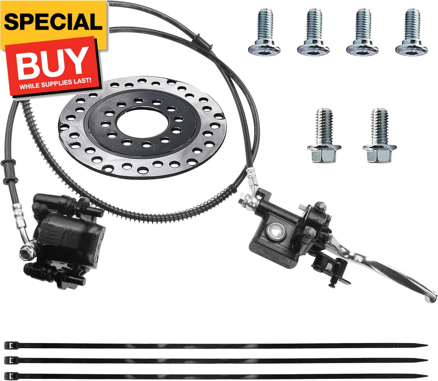 Hydraulic Front Disc Brake Caliper System + 158mm Disk Brake Rotor for 50cc 70cc